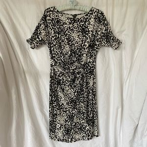 Black and white women’s wrap dress
